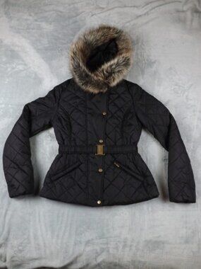 Women's Express Faux Fur Hooded Jacket black Small